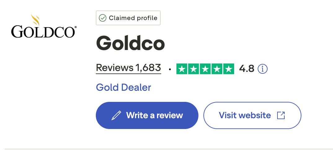 Goldco rating from TrustPilot as of November 30, 2025