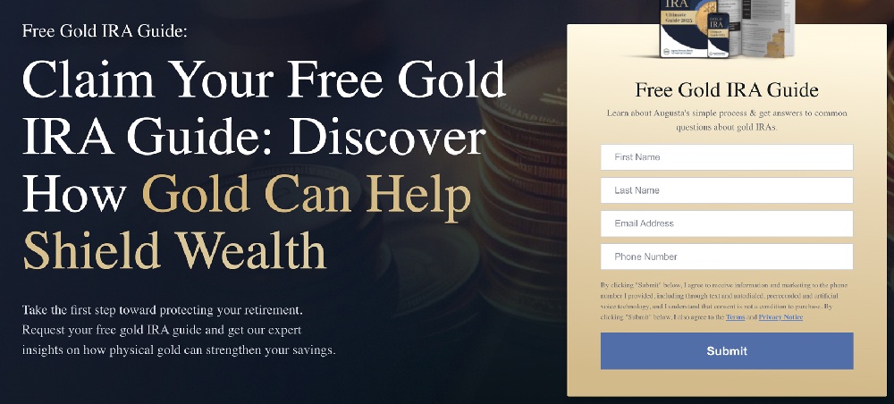 Free Gold IRA Guide sign up form from the Augusta Precious Metals website
