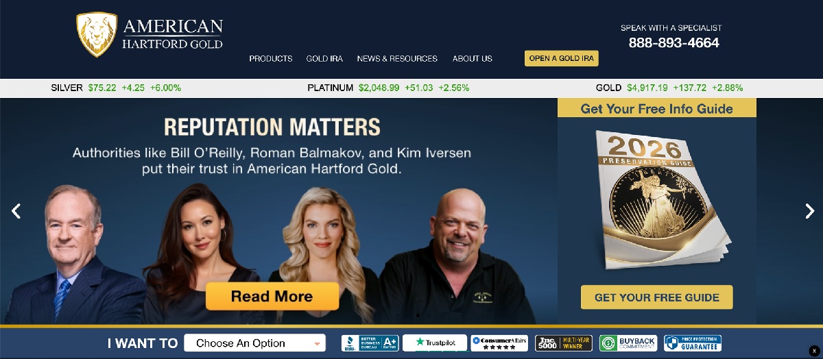 American Hartford Gold home page
