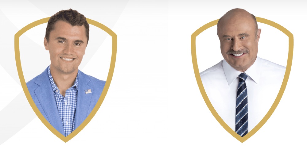 Charlie Kirk and Phil McGraw photos from the Preserve Gold website