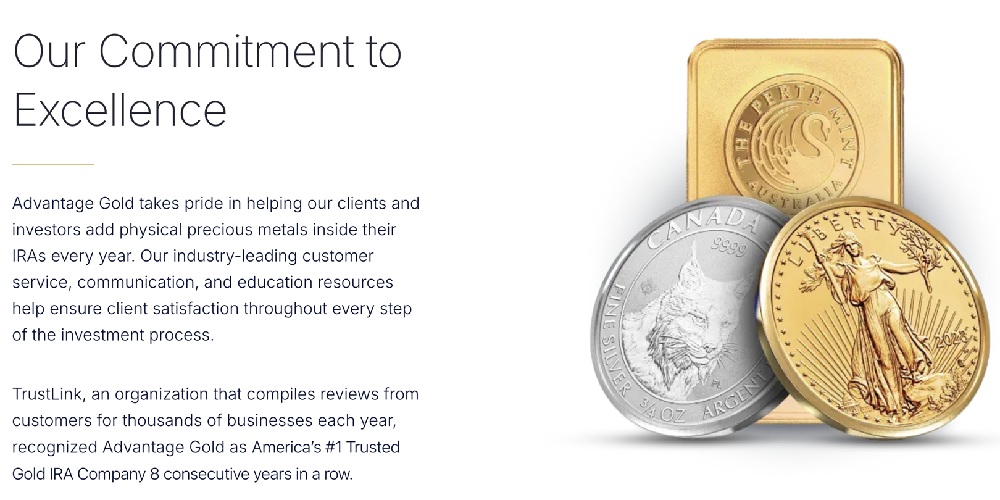Image from the Advantage Gold website about its commitment to excellence.